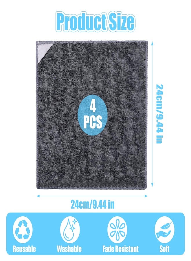 KFHENSOMR 4 Pack Magnetic Cleaning Cloth Microfiber Dry Erase Eraser Board Cleaner Washable Whiteboard Cleaning Cloth Erasers for Blackboards Chalkboards Glassboards Home Office Gray 9.5'' x 9.5'' - Image 2